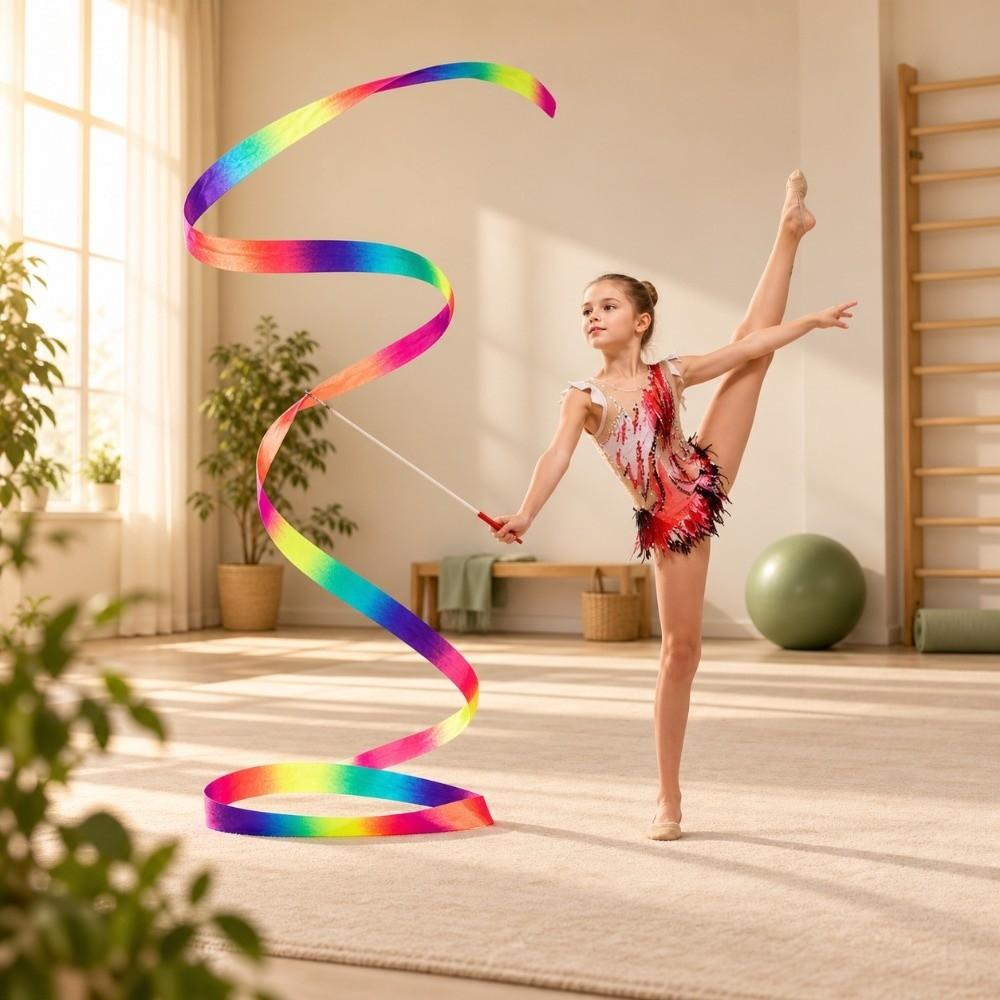 with Stick Twirling Dance Ribbons Gradient Gymnastics Ribbon for Dance Accessories/for Art Dances