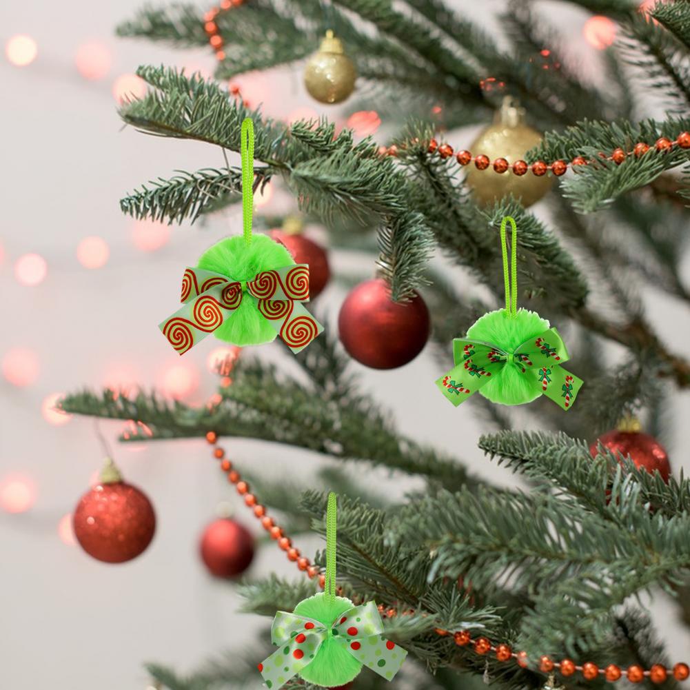 Easy Installation Christmas Decor Novice-friendly Christmas Tree Decor Festive Green Furry Christmas Ball Ornaments for Holiday