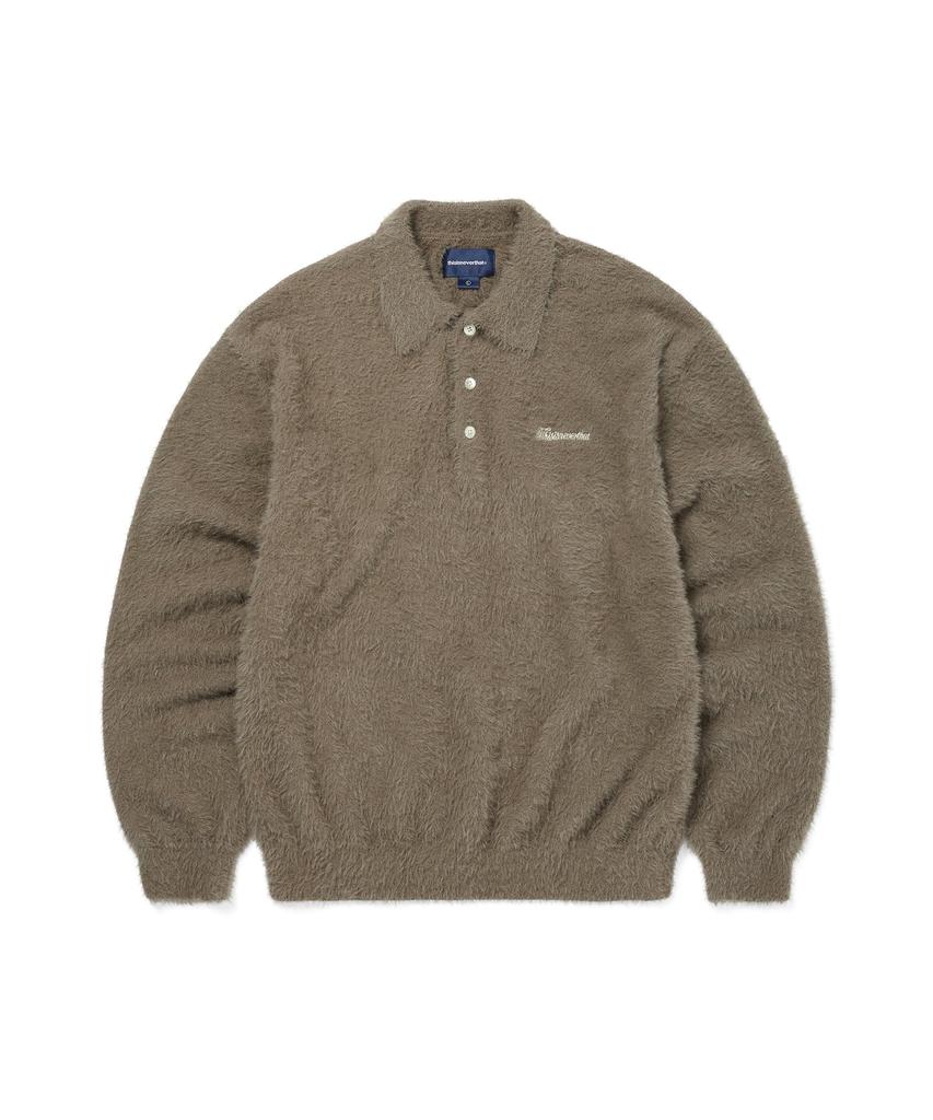 THISISNEVERTHAT Sct-Logo Shaggy Knit Polo Mud