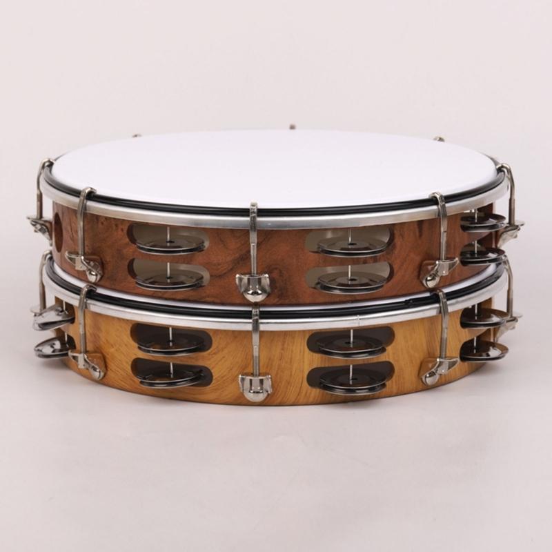 10inch Double Row Bells Tambourine Small Musical Beat Instrument Hand Drum Hand Held Tambourine Drum Bells Music Toy