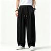 2026 Men New Chinese Style Imitation Linen Casual Pants Loose Lantern Harem Pants Elastic Waist Lightweight Trousers Streetwear