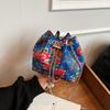 Single Shoulder Bag for Women Large Flower Fashion Large Capacity Chain Crossbody Bag Handheld Bucket Bag
