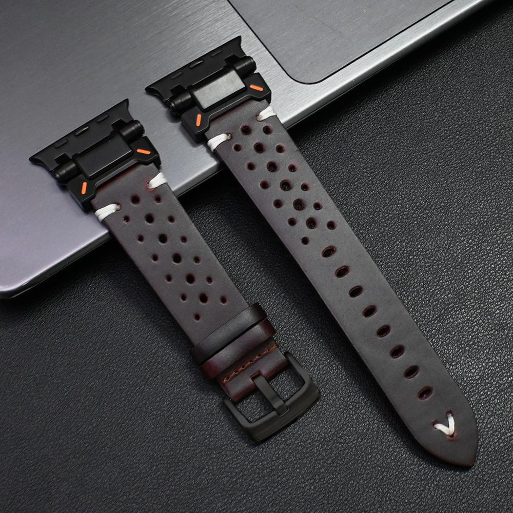 Luxury Leather Band for Apple Watch Ultra 3 49mm 11 46mm Bracelet for iWatch ultra 2 49MM Series 9 8 7 se 6 45mm 44mm Watchband