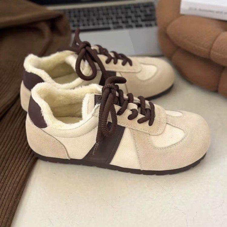 Retro German Training Shoes, Autumn and Winter Cotton Shoes, New Soft-soled Casual Board Shoes, Thick-soled Fleece Sneakers