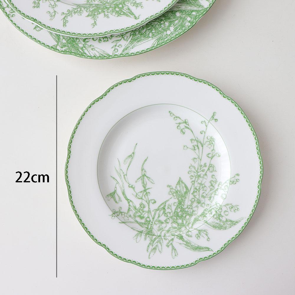 

Скандинавская Современная Керамическая Тарелка Расписанная Ландышем Десертные Тарелки для Торта Посуда для Послеобеденного Чая Пасторальная Тарелка для Завтрака Хлебная Тарелка