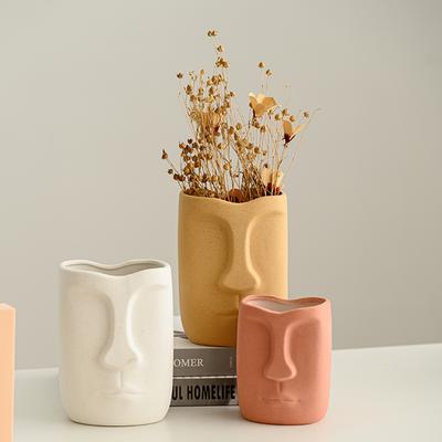 Kreatywny ceramiczny wazon na twarz suszone kwiaty roślina doniczka abstrakcyjna głowa figura wazon rękodzieło ozdoby do salonu dekoracja domu