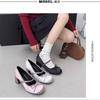 Fashion 2025High Heels Women's Spring/Autumn New Butterfly Knot Water Diamond Strap  Shoes Round Head  Jane Single Shoes