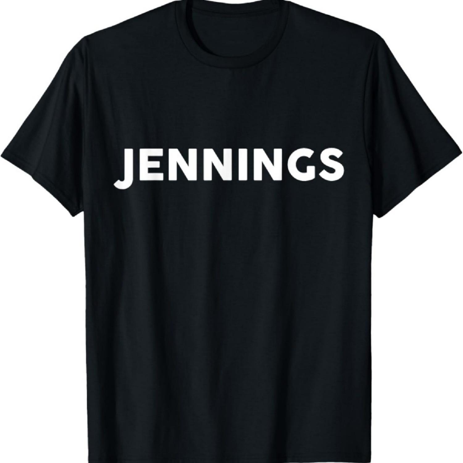 Футболка с надписью JENNINGS Футболка Простой Район Футболка JENNINGS S