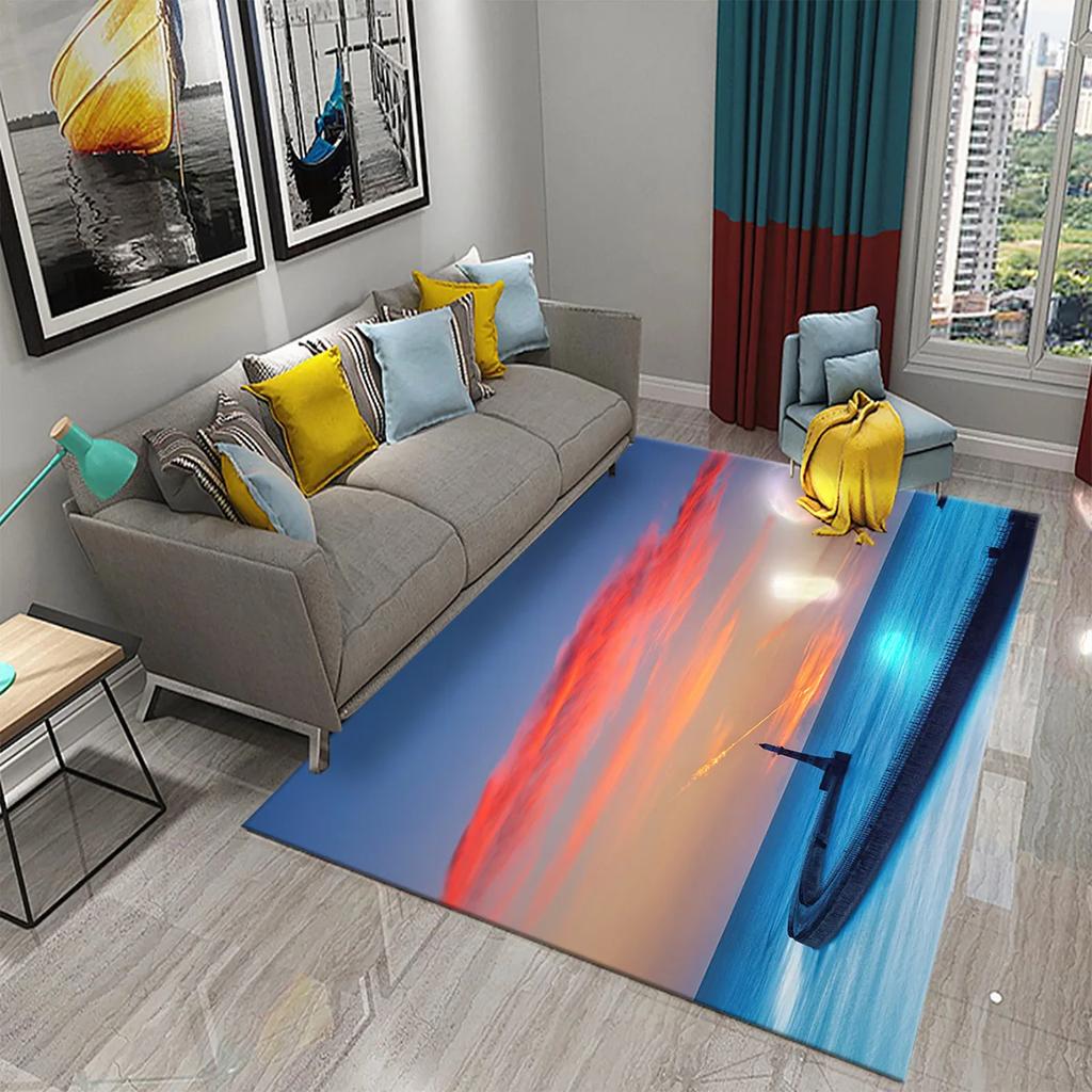 3D Seaside Lighthouse Carpet Welcome Doormat Kitchen Bathroom Non-slip Rugs Living Room Bedroom Modern Home Decoration Carpet