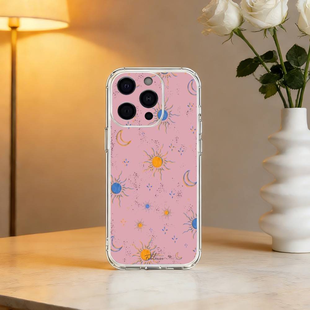 The S-Sun Moon S-Stars Phone Case For iPhone 17 16 15 14 13 12 11 Mini Pro Max Plus Transparent Cover
