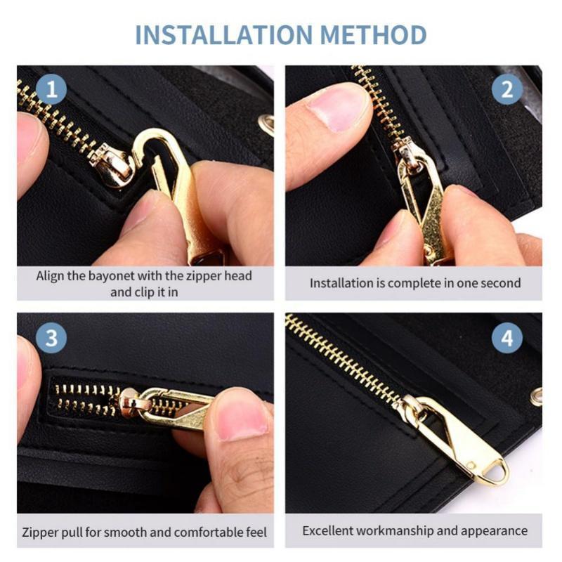 5Pc Multi-purpose Zipper Instant Zipper Repair Kit Replacement Broken Buckle Travel Bag Suitcase Zipper Head DIY Sewing Craft