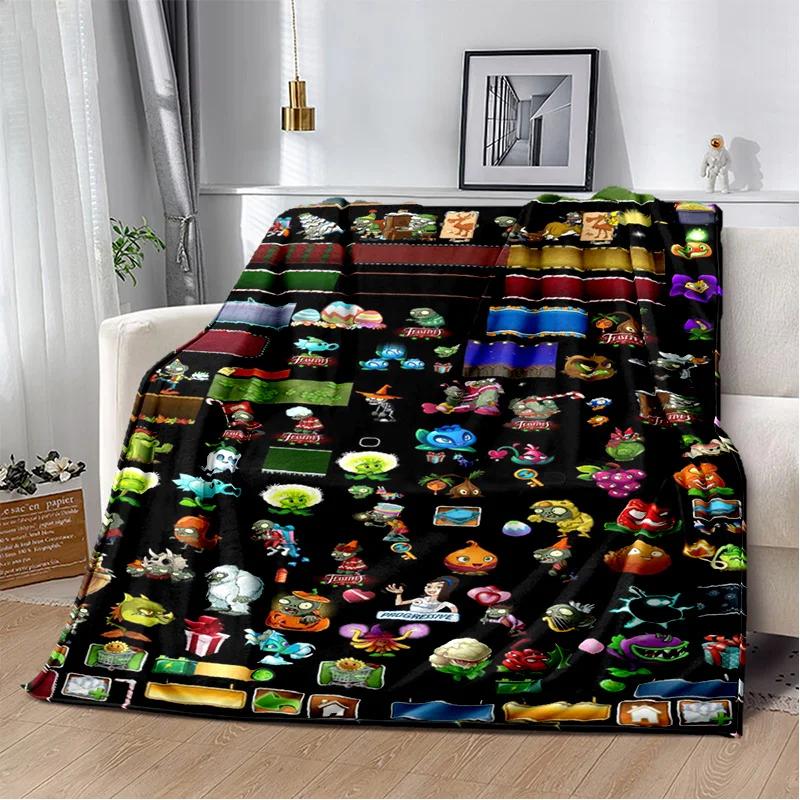 P-Plants vs. Z-Zombies Game Blanket with Peashooter Design Ideal for Sofa and Bed Cover throw blanket