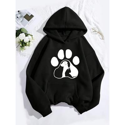 Cat and Dog Pattern Dog Print Design Printed Women's Autumn Winter Hoodie 2025 New Long Sleeved Top Women's Casual Clothing