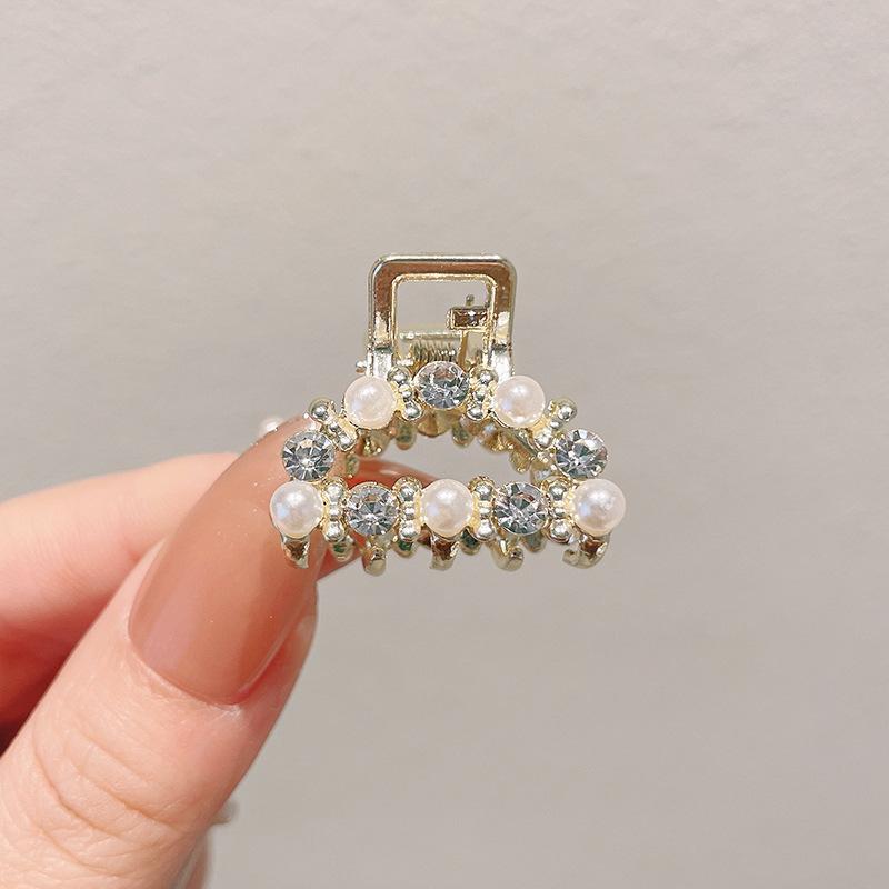 Pearl Rhinaute Small Hair Clip Female Net Celebrity Delicate High Ponytail Clip Korean Advanced Side Broken Hair Clip Headwear