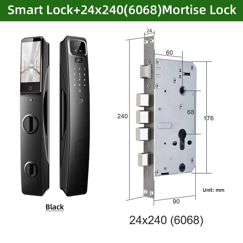 

RAYKUBE полностью автоматический интеллектуальный замок Tuya WiFi, видеодомофон, удаленная разблокировка, распознавание лиц чёрный