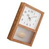 Japanese Retro Wall Clock Walnut Wood Glass Small Decorative Rectangular Wall Clock with Pendulum for Home Living Room