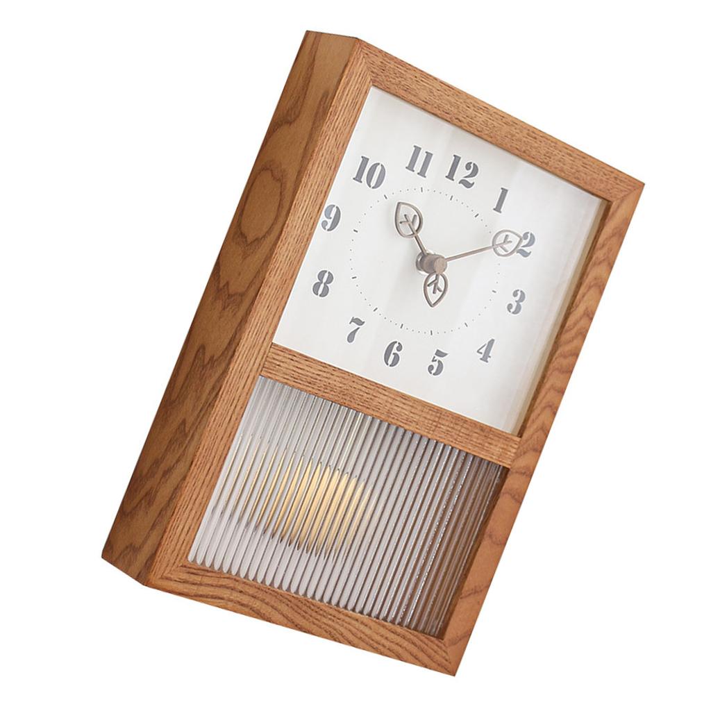 Japanese Retro Wall Clock Walnut Wood Glass Small Decorative Rectangular Wall Clock with Pendulum for Home Living Room