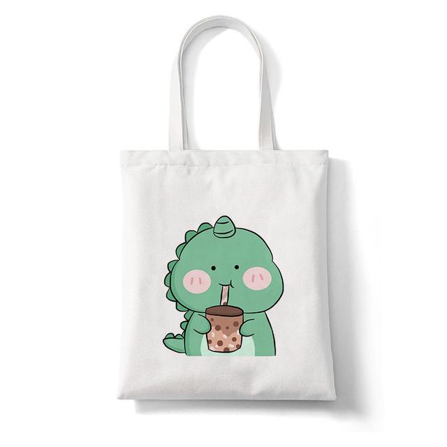 Kawaii скейтборд лягушка динозавр сумка для покупок многоразовая парусиновая сумка-шоппер женская сумка из хлопчатобумажной ткани сумка на плечо 2426cm 654₽
