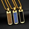 Vnox Vertical Bar Necklaces for Men Boys, Stainless Steel Rectangle Pendant, Gold Color Box Chain Trendy Necklace Jewelry Gifts