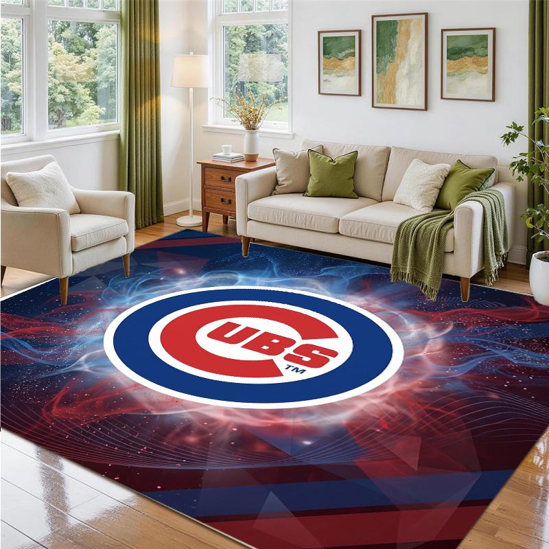 Chicago Cubs Design Crystal Velvet Rug Soft Decorative Mat for Bedroom Entrance