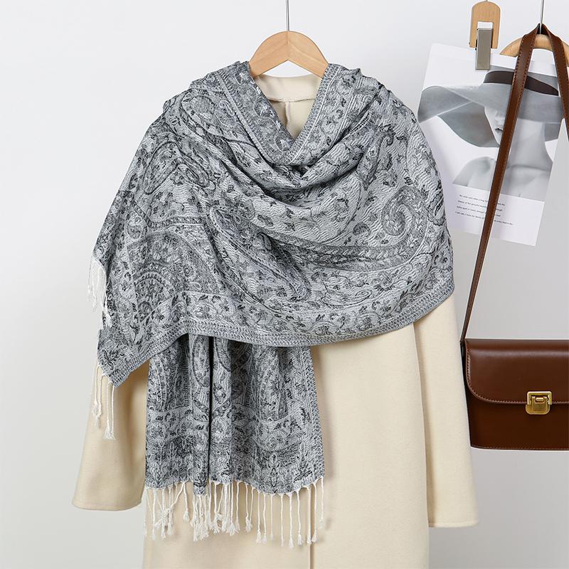 New Winter Women Cotton Jacquard Scarf Big Shawl Fashion Elegant Lady Long Printing Decorate Scarves Sun Protection Bandana