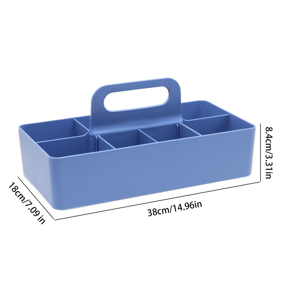 

Многосекционный финишный ящик с ручкой, разделителем, настольной корзиной, пластиковый ящик для хранения, органайзер для ванной комнаты, школьных принадлежностей студента синий