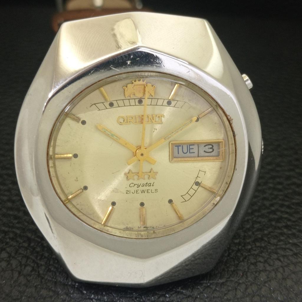 VINTAGE ORIENT CRYSTAL AUTOMATIC JAPAN 46941 MENS ORIGINAL DIAL WATCH A703365-1