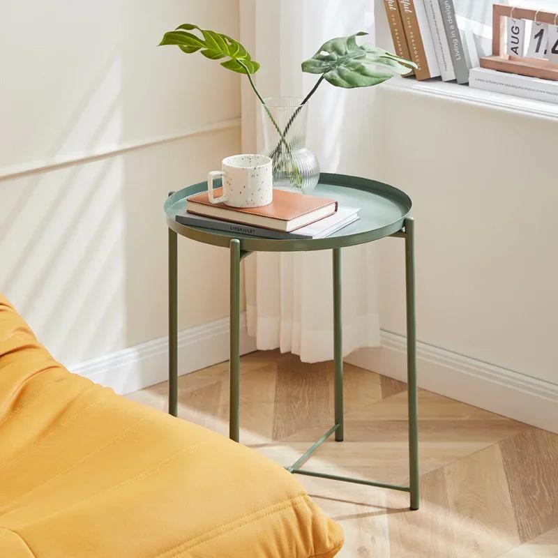 Iron Folding Side Table - Removable Tray for Living Room, Balcony & Tea Time - Dropshipping