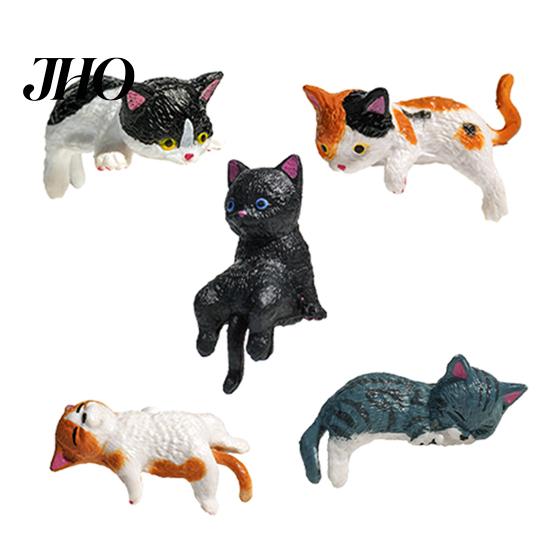 Mini Cat Figurine Miniature Cute Cartoon Kittens Ornament for Kitty Desktop Set Computer Monitor Car Dashboard Home Office Desk Decor Lover