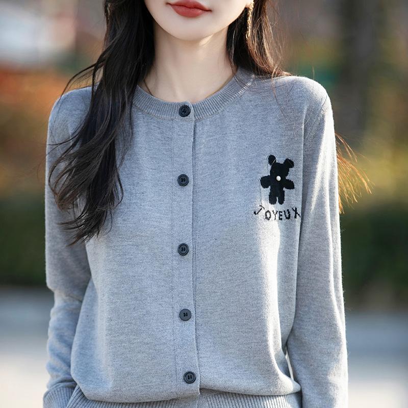 Cardigan feminino leve 50% lã e 50% seda amoreira - Tricô versátil para 4 estações, conforto e estilo o ano todo