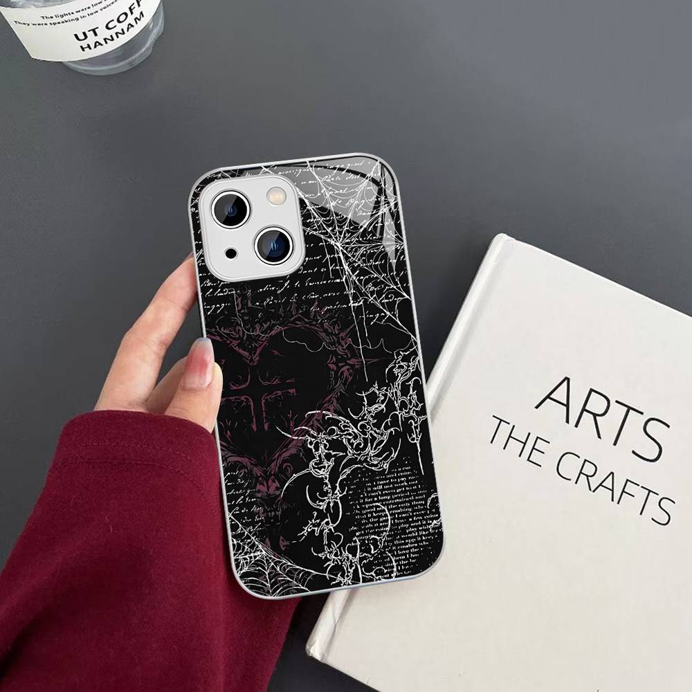 Coquette Witch Dark Cross Acrylic Tempered Glass For Iphone 14 13 12 11 Pro Mini XS MAX 14Plus X XS XR Fundas