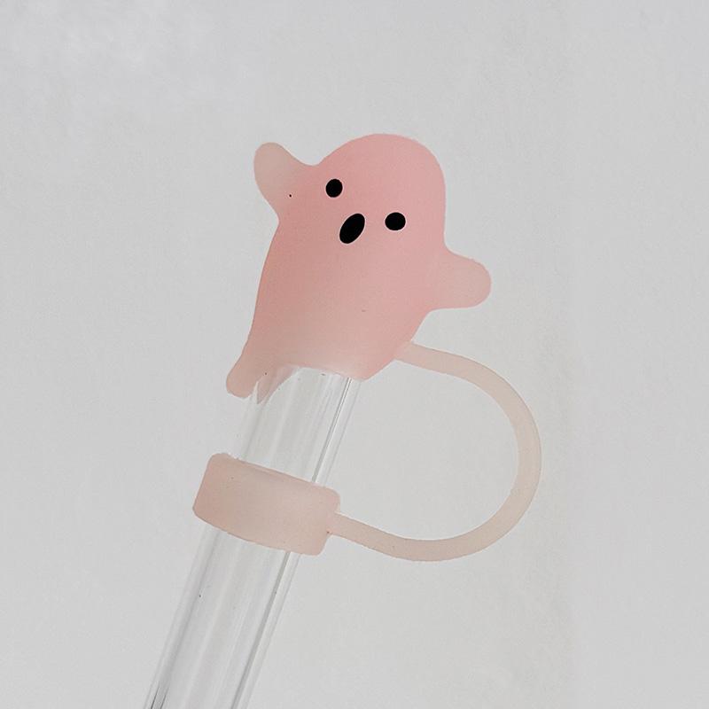 Silicone Ghost Dust Cap for Stanley Halloween Theme Dust-Proof Straw Protector Reusable Straw Cover Water Cup Tumbler Accessory