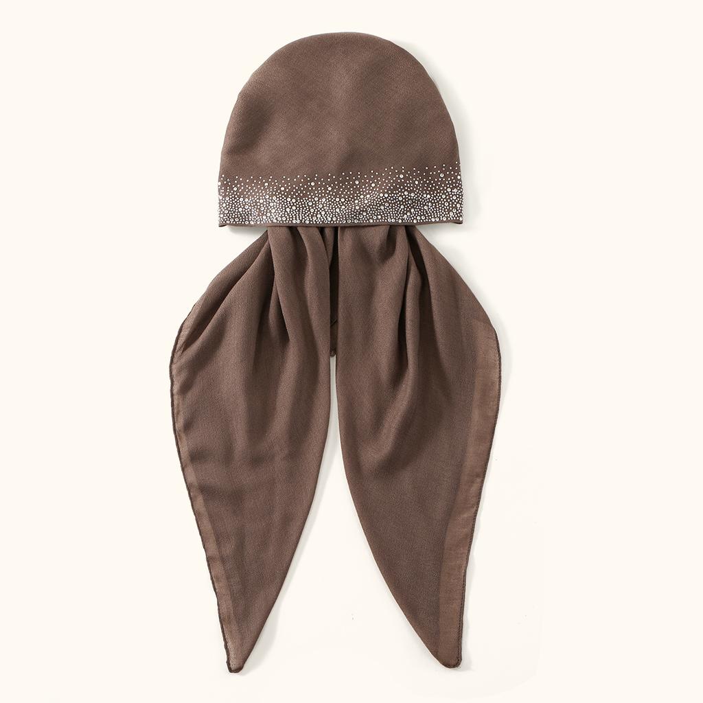 Modisches Diamant-Baumwoll-Elastik-Stirnband Mütze Für Frau Muslimisches Hijab-Hut-Damen-Mode Sofort-Schal Islamischer Turban