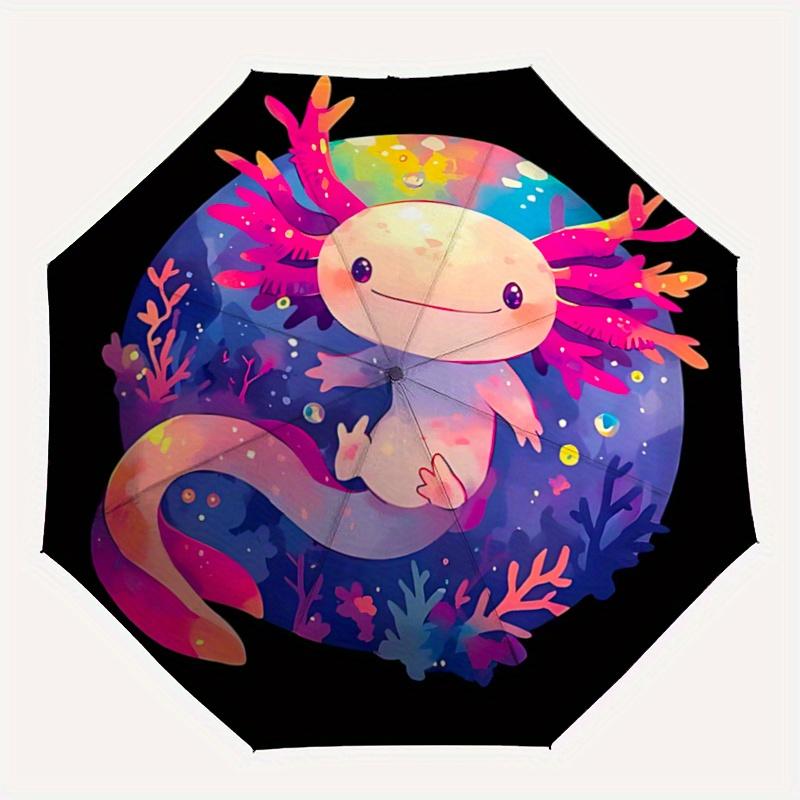 1pc Cute Axolotl Automatic Opening and Closing Umbrella - Lightweight 3-Fold Design, Suitable for Fans, Travel, Daily Use - Official Product, Int