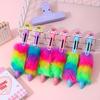 36pcs 0.7mm Soft Rubber Rainbow Fur Six-color Ballpoint Pen Cartoon Shape Multi-color Hand-door Pen Creative Gift Pen Back To School Season