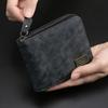Men's Faux Leather Wallet with Zipper - Sleek Black, Multi-Card Holder & Coin Pocket, Durable Folding Design - Ideal Gift for Men