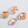 Fashionable irregular geometric openwork ring set design sense peach heart butterfly opening ring for women