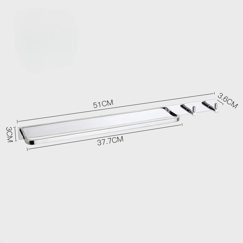 MDNG Stainless Steel Single Towel Bar with Hooks