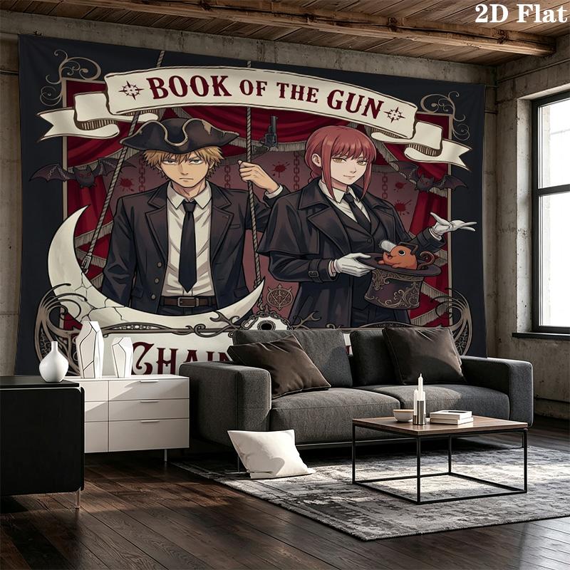 Chainsaw Man Wall Tapestry Aesthetic Wall Hanging Printed Fabric Blanket Decorative Tapestries For Bedroom Living Room Home Decor