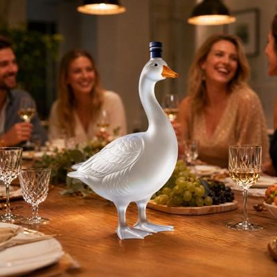 Decantador de Cristal con Forma de Ganso, Botella de Whisky Esculpida en 3D con Tapón, Jarra Art Déco de 350 ml para Bourbon Vino, Decoración para Bar en Casa Regalo