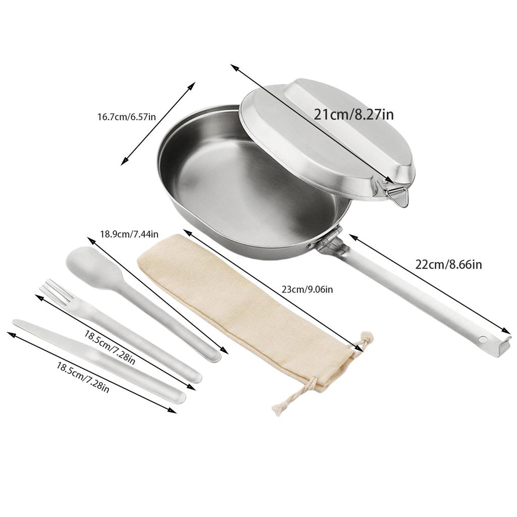 Versatiles Stainless Steel Camp Cookware Portables Camp Cookware Eating Gear for Campers
