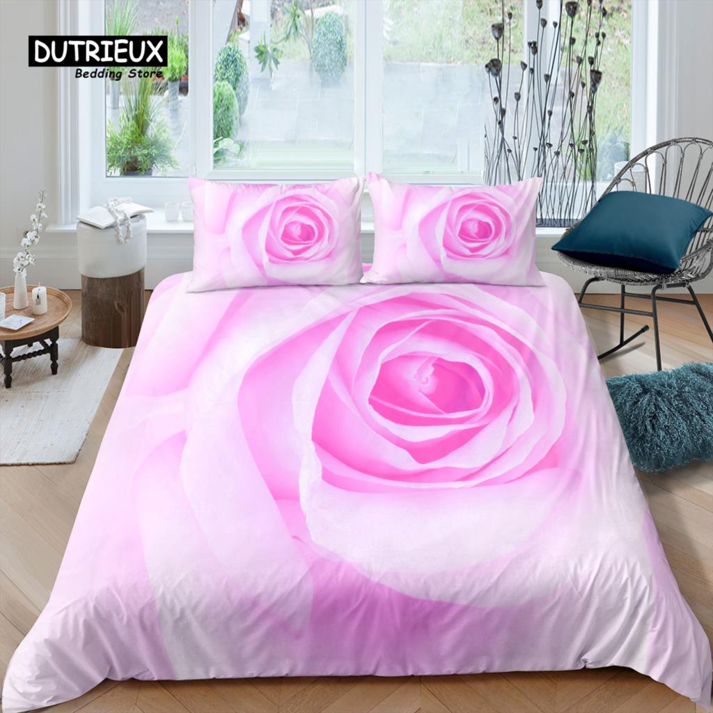 

Роскошный 3D комплект постельного белья с розами для дома, удобный комплект пододеяльника и наволочек, детский комплект постельного белья, размеры Queen и King, EU/US/AU/UK EU single(135x200cm)