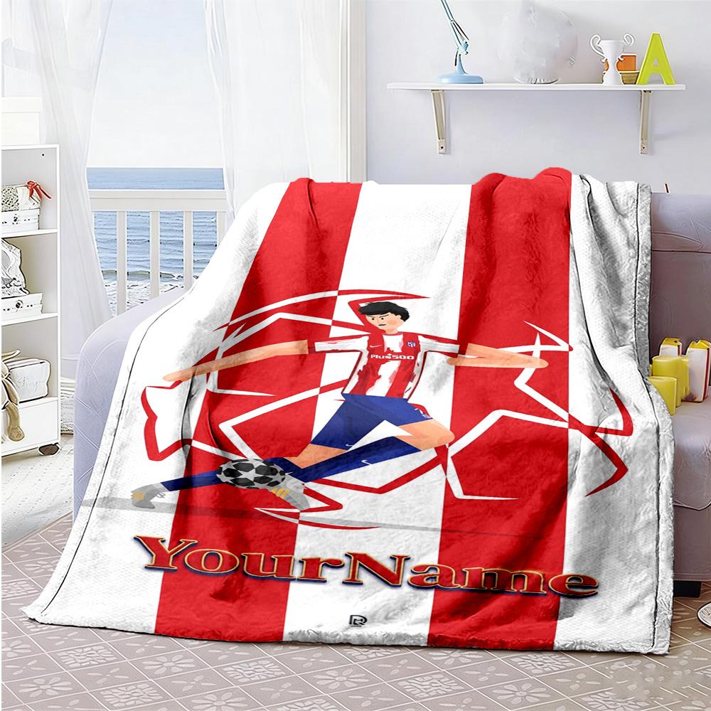 Atletico Madrid Personalized Name Blanket Lightweight Personalized Blanket Soft & Cozy Throw For Nap Bed Office Chair Office All-Season Use