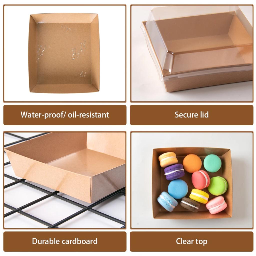 10/20Pcs Cake Dessert Donut Decoration Box Kraft Paper Cookie Bakery Food Sandwich Packing Box Wedding Birthday Party Supplies