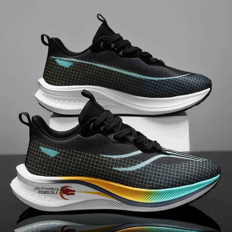 Marathon Air Cushion Carbon Plate Sports Running Shoes Men Breathable Lightweight Women's Comfortable Athletic Nonskid Sneakers