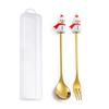 Christmas Cartoon Snowman Spoon & Fork Set - Cute Dessert Cutlery Gift