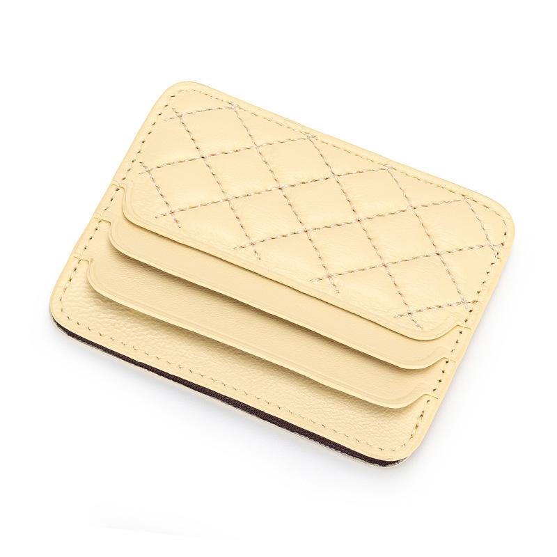 Small Card Bag Women's Sheepskin Embroidered Diamond-grid ID Candy Color Mini Multi-card Holder Genuine Leather Change Purse