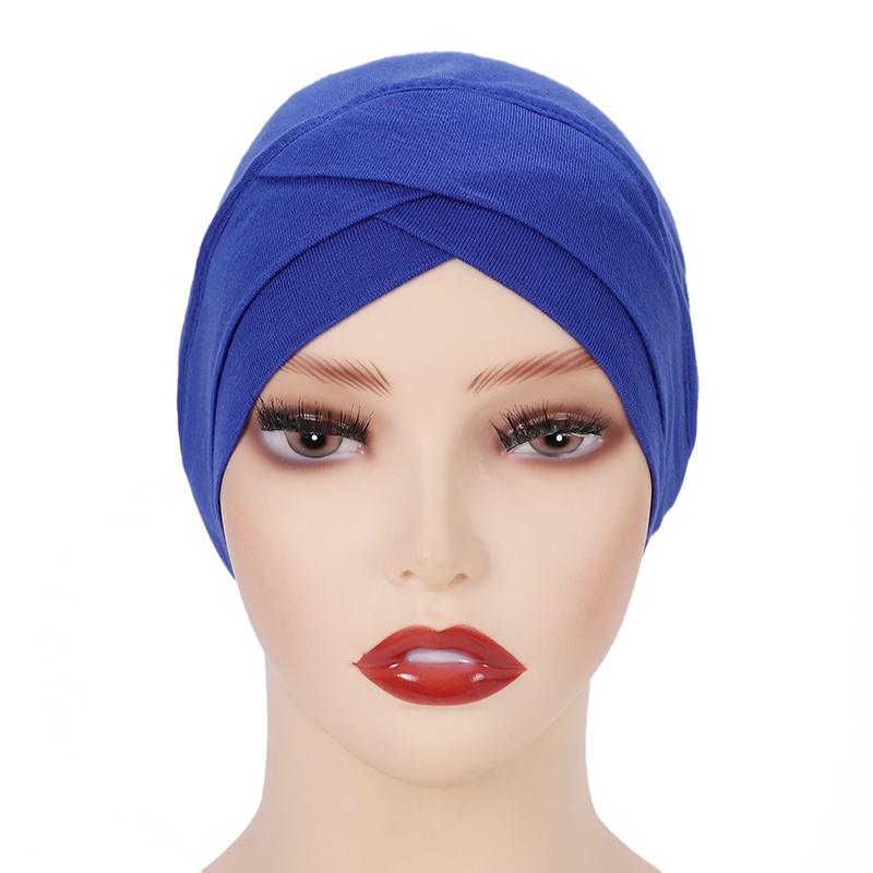 Cross Inner Hijab Women Stretch Turban Hat Lslamic Underscarf Bonnet Hat  Cotton Jersey Inner Hijab