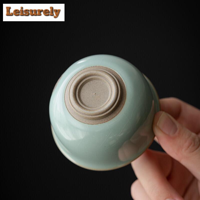 1pc Ru Kiln Ceramic Teacup Antique Personal Master Cup Household Porcelain Tea Set Travel Meditation Cup Beauty Small Tea Bowl