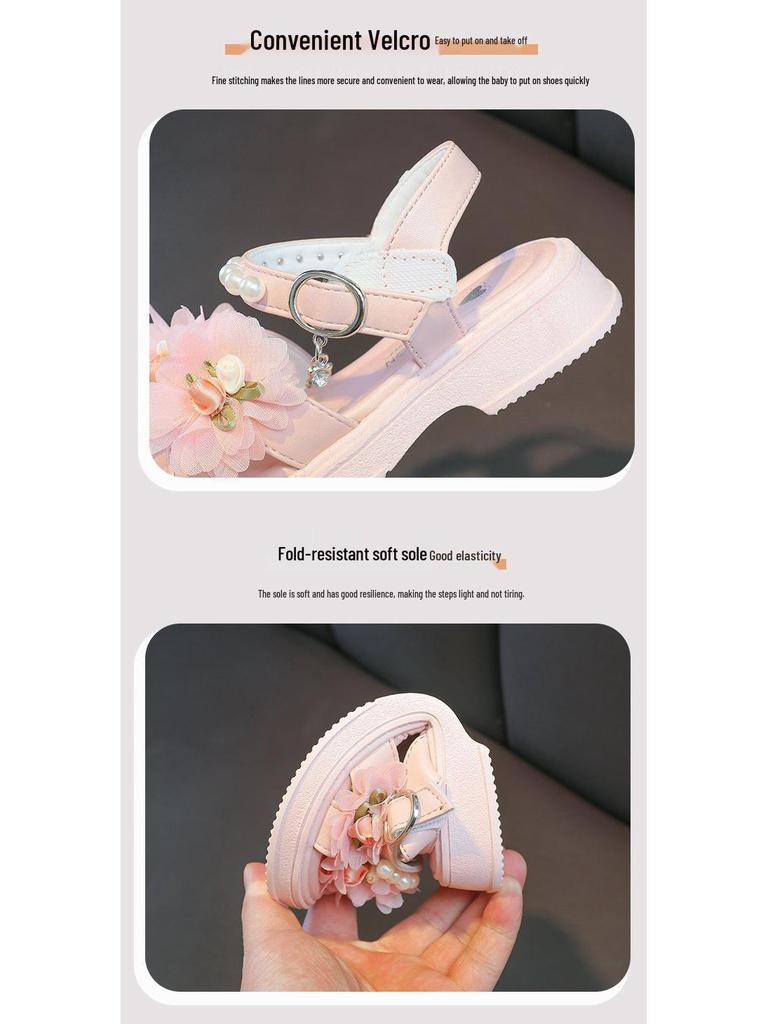 2023 Summer Soft Sole Girls' Fashion Sandals - Princess Style for Middle and Big Kids